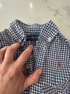 Ralph Lauren Navy and White Gingham Button-Down Shirt